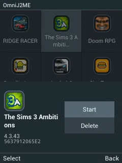 OmniJ2ME KaiOS game screen