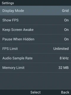 OmniJ2ME KaiOS settings screen