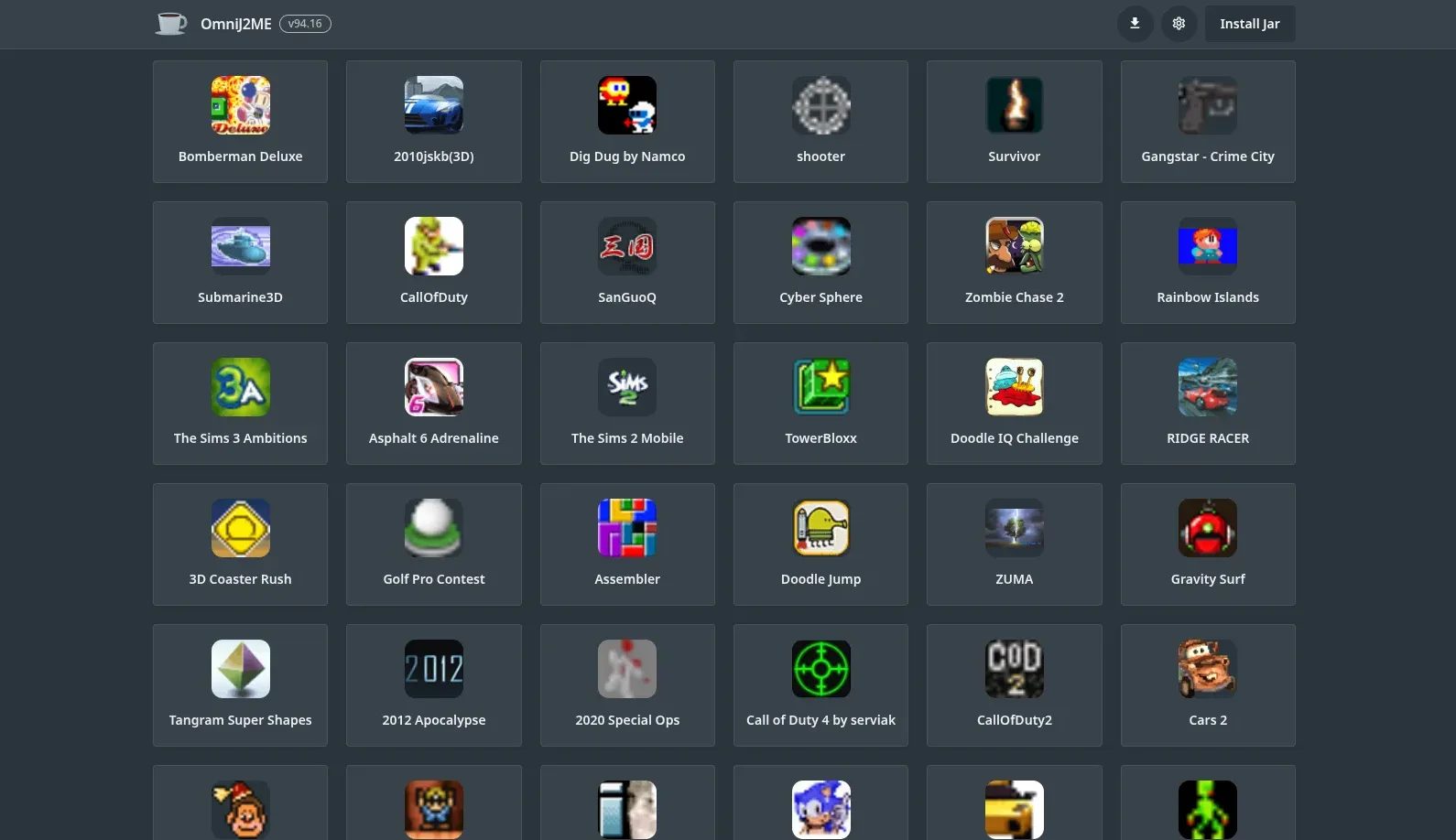 OmniJ2ME Browser game library